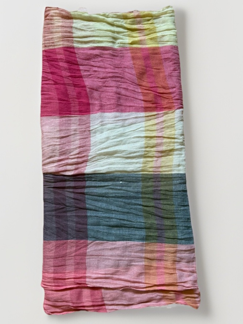 Multicolor Long Wide Scarf Wrap Lightweight All Season Used Scarf Striped Yellow